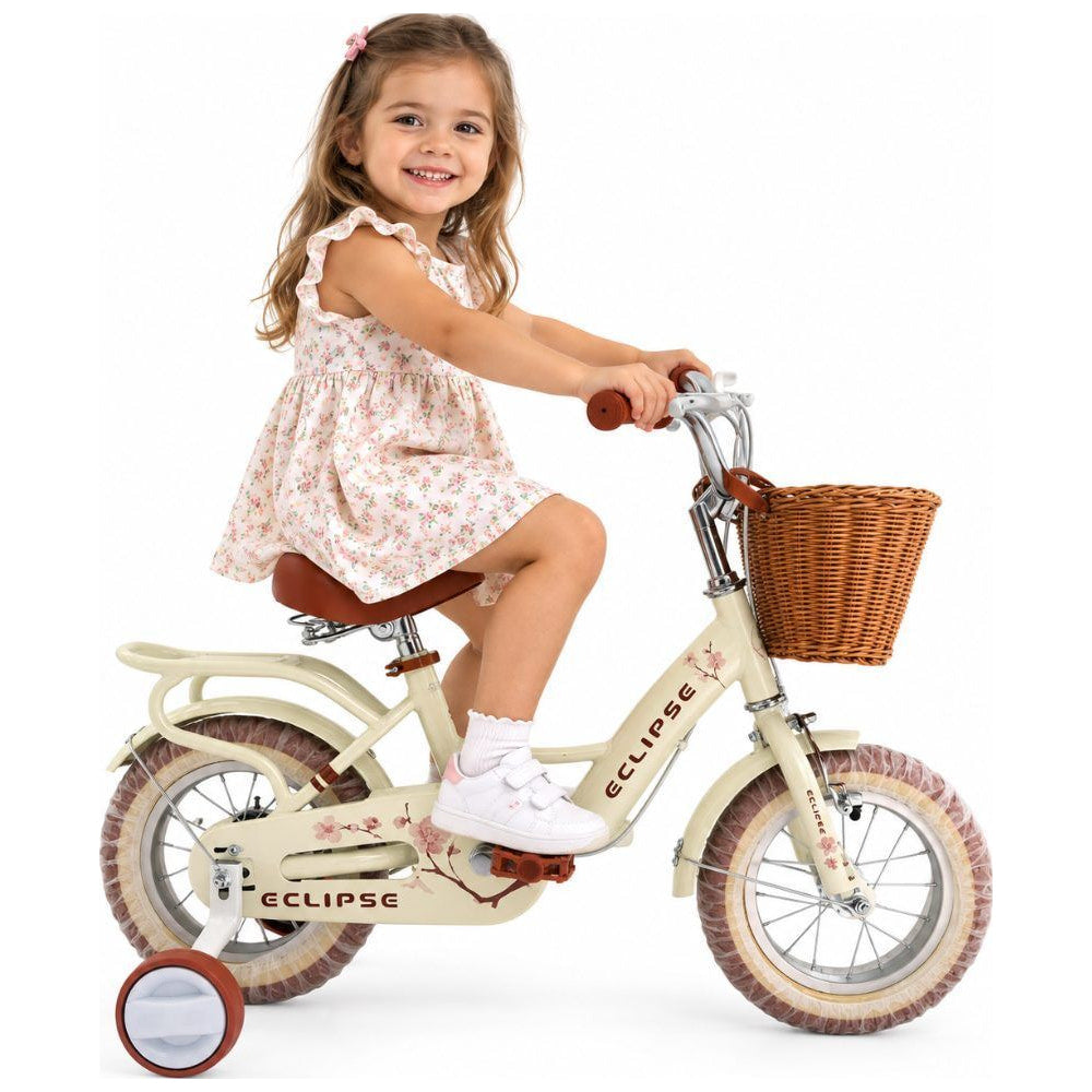 BICICLETA NIÑA ARO 12 BEIGE CON CANASTO ECLIPSE